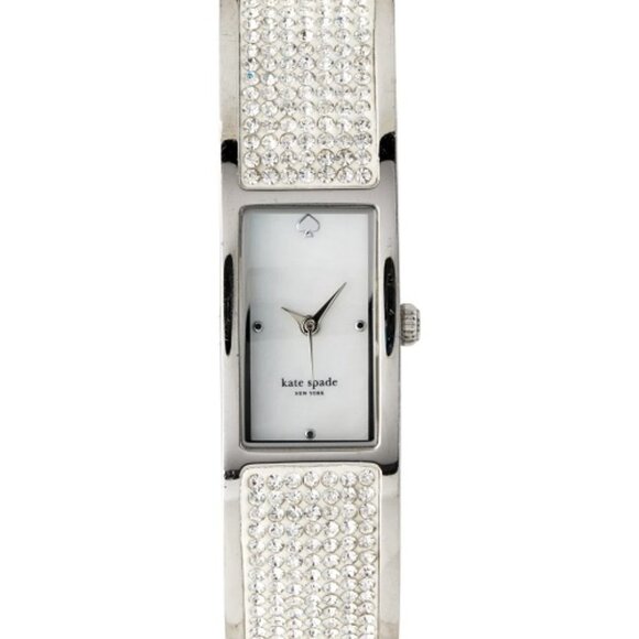 Kate Spade On the Rocks Women's Silver Hinged Bangle Pave Crystal Band Watch - Picture 1 of 8